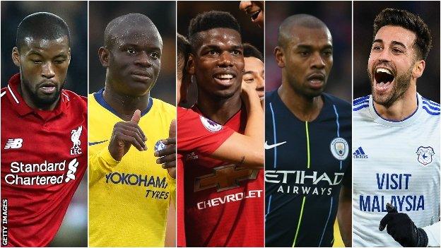 Georginio Wijnaldum, N'Golo Kante, Paul Pogba, Fernandinho & Victor Camarasa