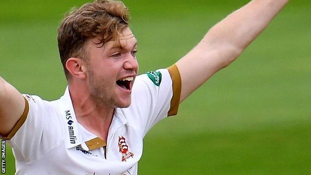 Sam Cook appeals for a wicket