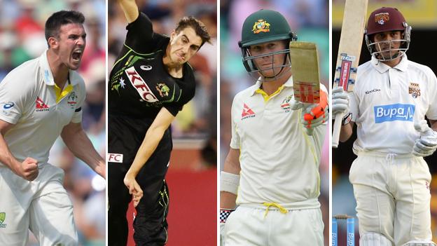 Mitchell Marsh, Pat Cummins, David Warner and Usman Khawaja