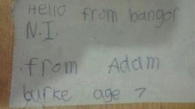 Adam Burke wrote the note when he was seven