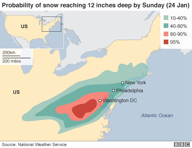 Map of where snow is likely to reach 12 inches deep