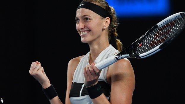 Petra Kvitova celebrates beating Danielle Collins