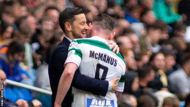 Anthony Limbrick with striker Declan McManus