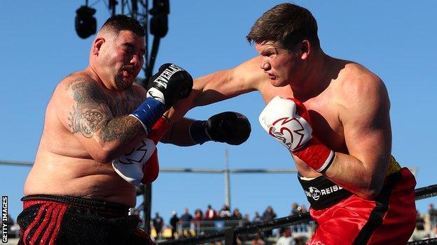 Ruiz (left) beat German Alexander Dimitrenko (right) two weeks ago