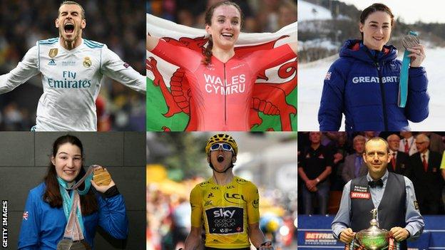 Gareth Bale, Elinor Barker, Laura Deas, Menna Fitzpatrick, Geraint Thomas, Mark Williams