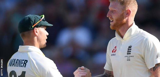 David Warner and Ben Stokes shake hands after the Headingley Test