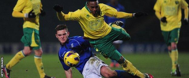 Charlee Adams (left) in action for Birmingham City youths against Norwich