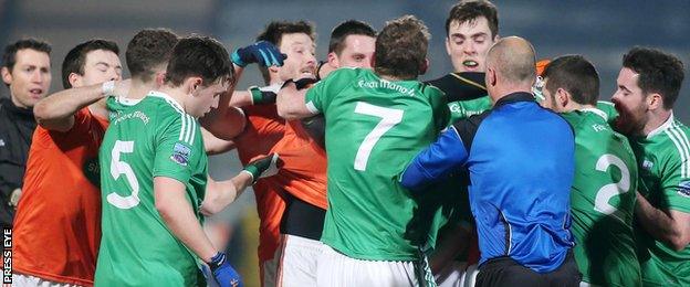 Tempers flared during the Division Two clash at the Athletic Grounds