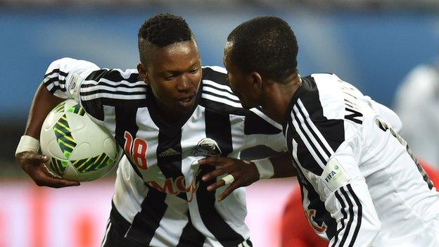 Rainford Kalaba (left) pulled a goal back for Mazembe but it was not enough