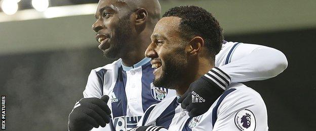 Matt Phillips (right) celebrates scoring for West Brom