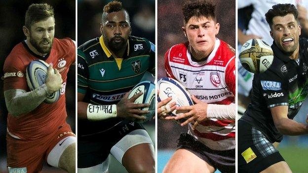 Saracens' Elliot Daly, Northampton's Taqele Naiyaravoro, Gloucester's Louis Rees-Zammit and Glasgow's Adam Hastings