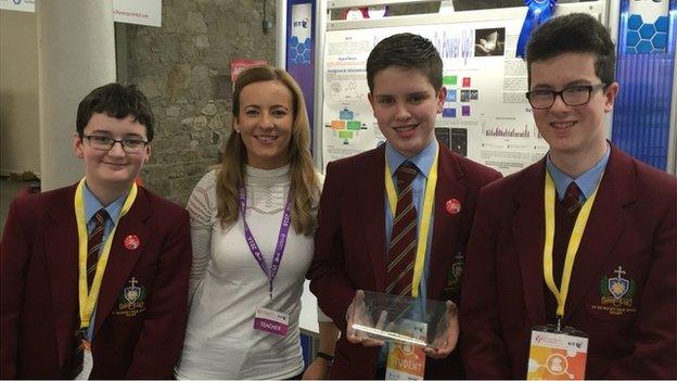 Some of the year 10 pupils from St Patrick's High School who took part in the competition in Dublin