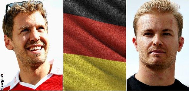 Sebastian Vettel, Nico Rosberg, German flag