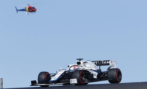 George Russell on track in the Williams