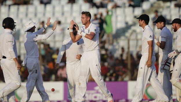 Stuart Broad celebrates a wicket