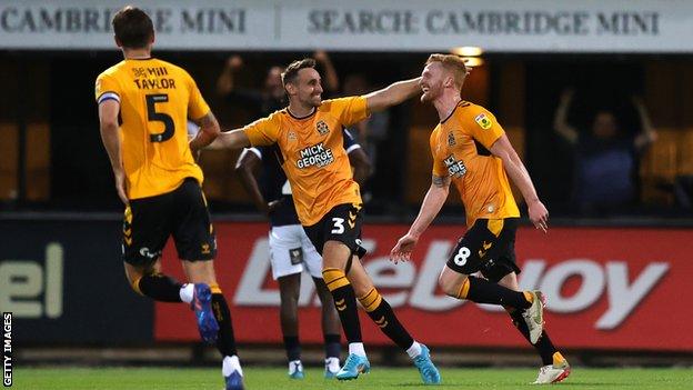 Liam O'Neil celebrates his goal against Millwall