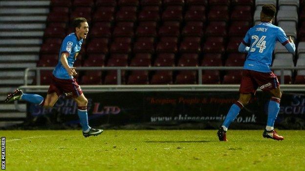 League One joint top scorer Josh Morris struck his 18th goal of the season to earn victory for the Iron at Sixfields