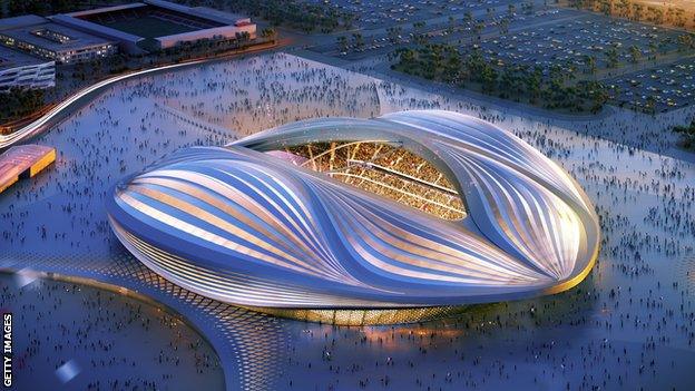 An artist's impression of a stadium to be built for the men's 2022 World Cup in Qatar