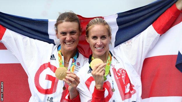 Heather Stanning (left) with Helen Glover