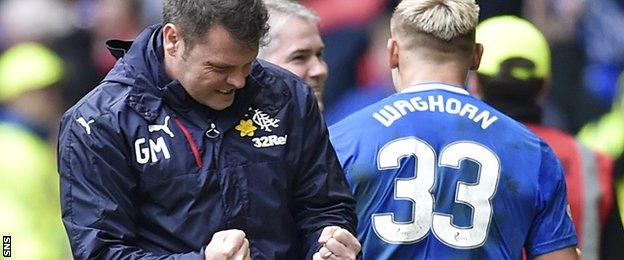 Rangers caretaker Graeme Murty celebrates