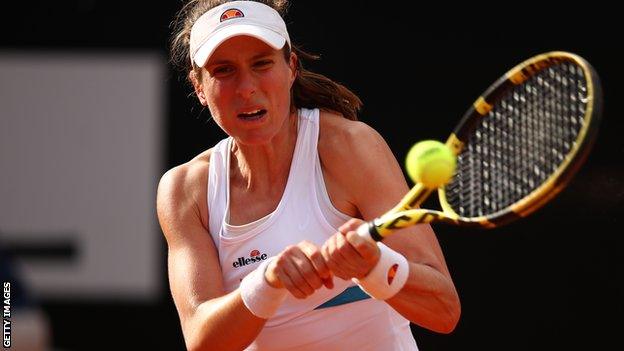 Johanna Konta en route to victory on Friday at the Italian Open