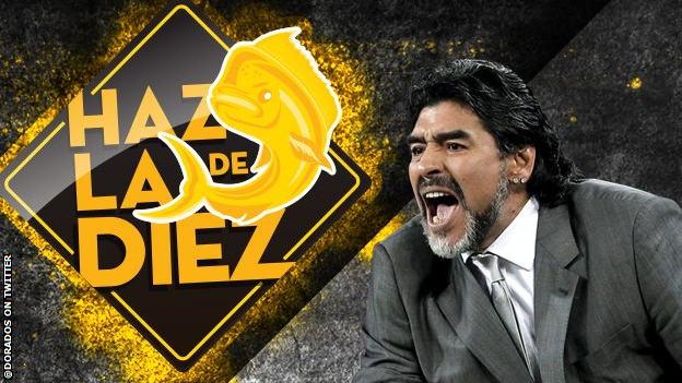 Diego Maradona image posted on Twitter by Dorados