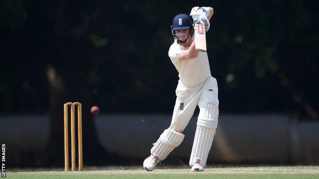 Zak Crawley batting for England in a tour match against a SLC Board President's XI