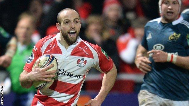 Gloucester's Charlie Sharples scores against Munster