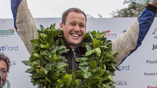 Darren Warwick celebrates his title won in St Peter Port
