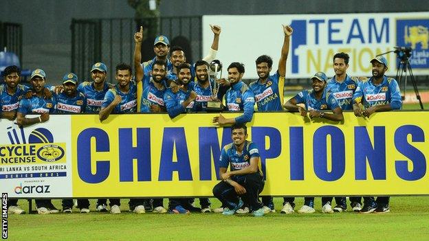 Sri Lanka with the ODI series trophy