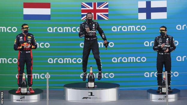 Verstappen, Hamilton and Bottas on the podium