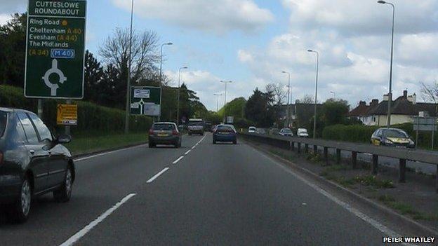 A40 approach to Cutteslowe roundabout