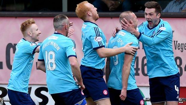 Hamilton Accies players celebrate