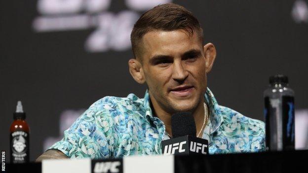 Dustin Poirier at the pre-fight press conference for UFC 264