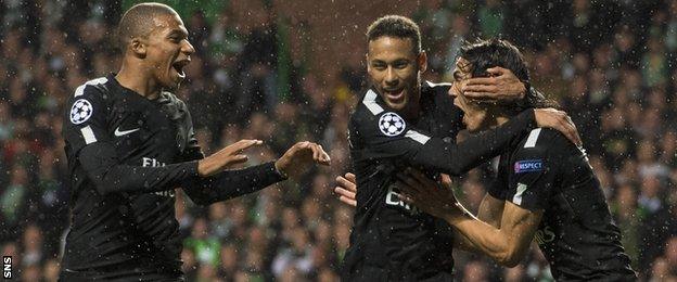 Kylian Mbappe, Neymar and Edinson Cavani