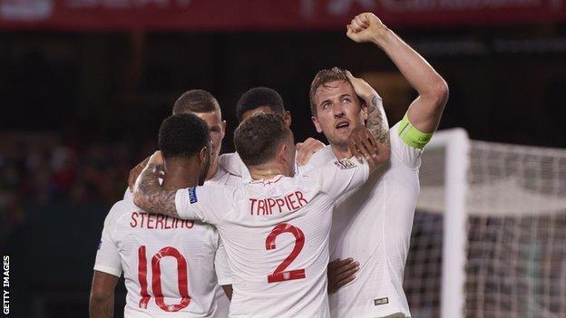 England players celebrate in Spain