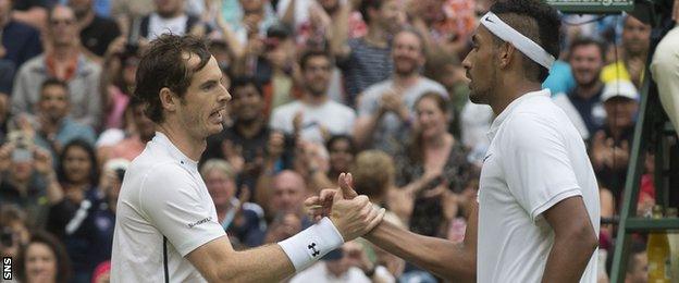 Andy Murray and Nick Kyrgios at Wimbledon in 2016