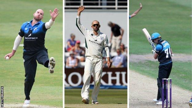 Worcestershire had three overseas players last season, Aussies John Hastings (left) and Nathan Lyon, who stood in briefly, and New Zealander Mitchell Santner (right) for the T20 Blast