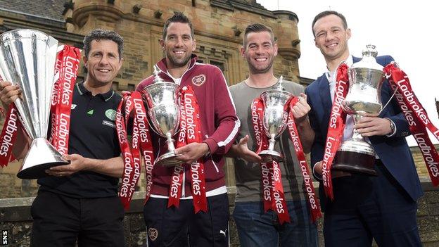 Neil Alexander (second left) helped announce the SPFL fixtures at Edinburgh Castle