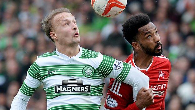 Celtic's Leigh Griffiths and Aberdeen's Shay Logan