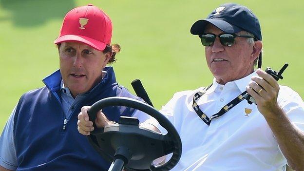 Phil Mickelson (left) and Butch Harmon