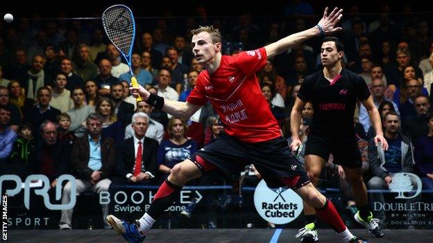 Nick Matthew at the Canary Wharf Squash Classic 2017