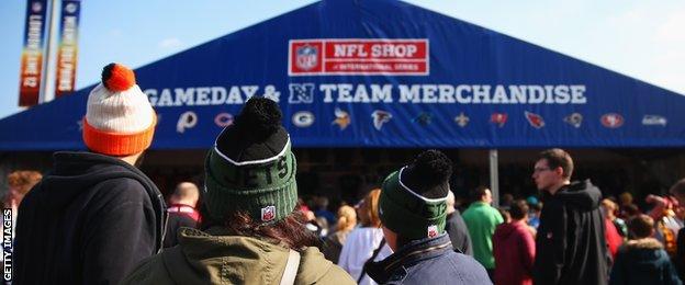 The NFL merchandise tent at Wembley