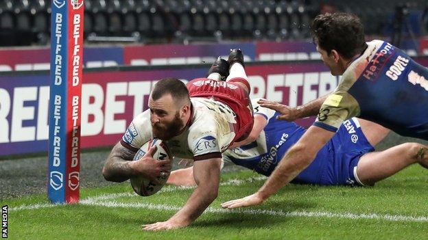 Jake Bibby try for Wigan