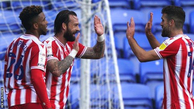 Stoke striker Steven Fletcher celebrates his goal against Reading