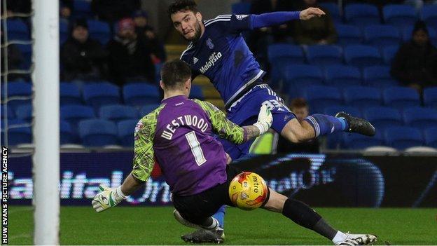 Tony Watt scores for Cardiff against Brentford