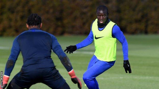 Chelsea midfielder N'Golo Kante in training