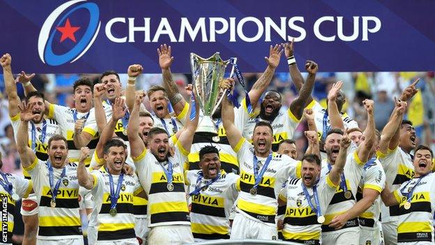 La Rochelle celebrate after collecting the Champions Cup