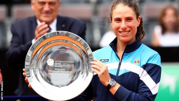 Johanna Konta with her Italian Open runners-up trophy