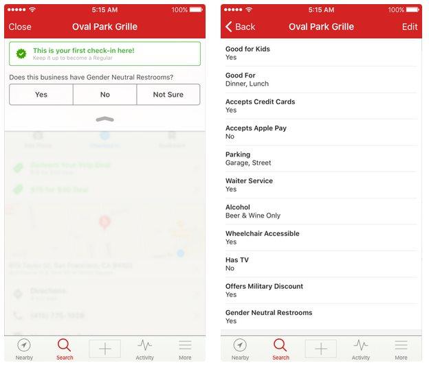 A screen shot showing how the new feature works on the Yelp app